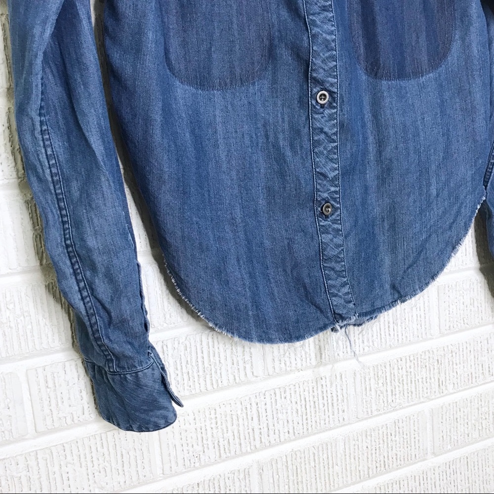 Rails Chambray Raw Hem Long Sleeve Button Down Xs - image 3